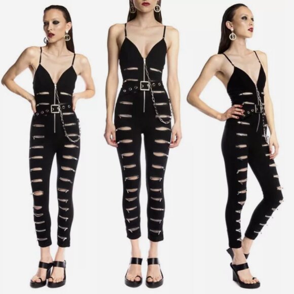DISCOUNT UNIVERSE Black Zipper Jumpsuit - Picture 1 of 4